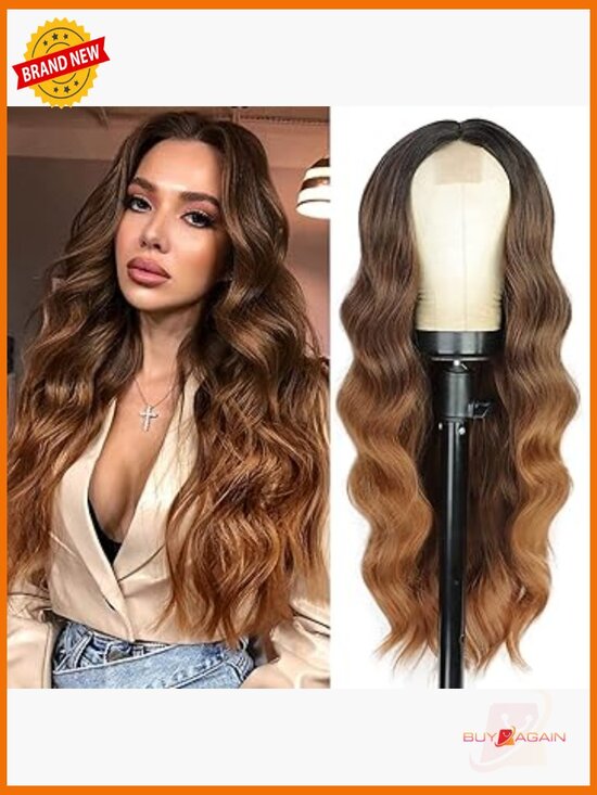 Long Wavy Lace Front Wig Human Hair Heat Resistant Lightweight Full Wig main image 5